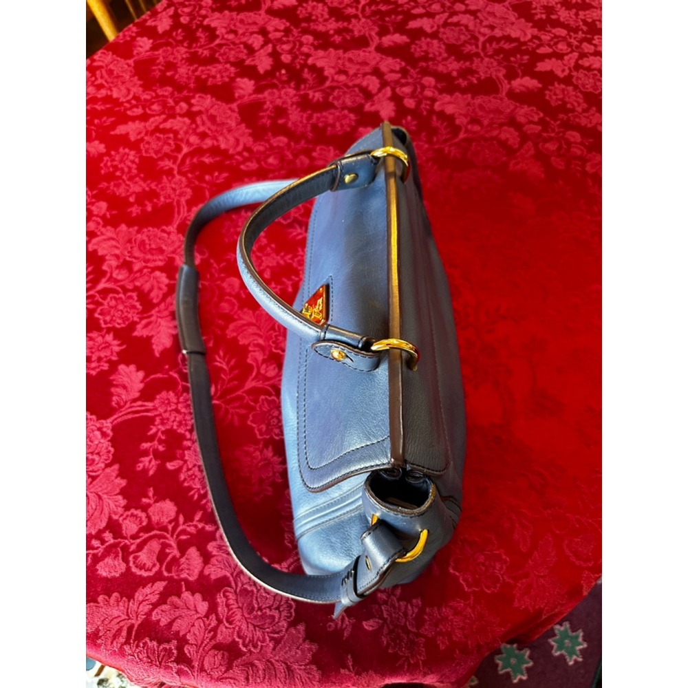 MCM Blue Pebbled Leather Two-Way Bag w/COA - Picture 6 of 14